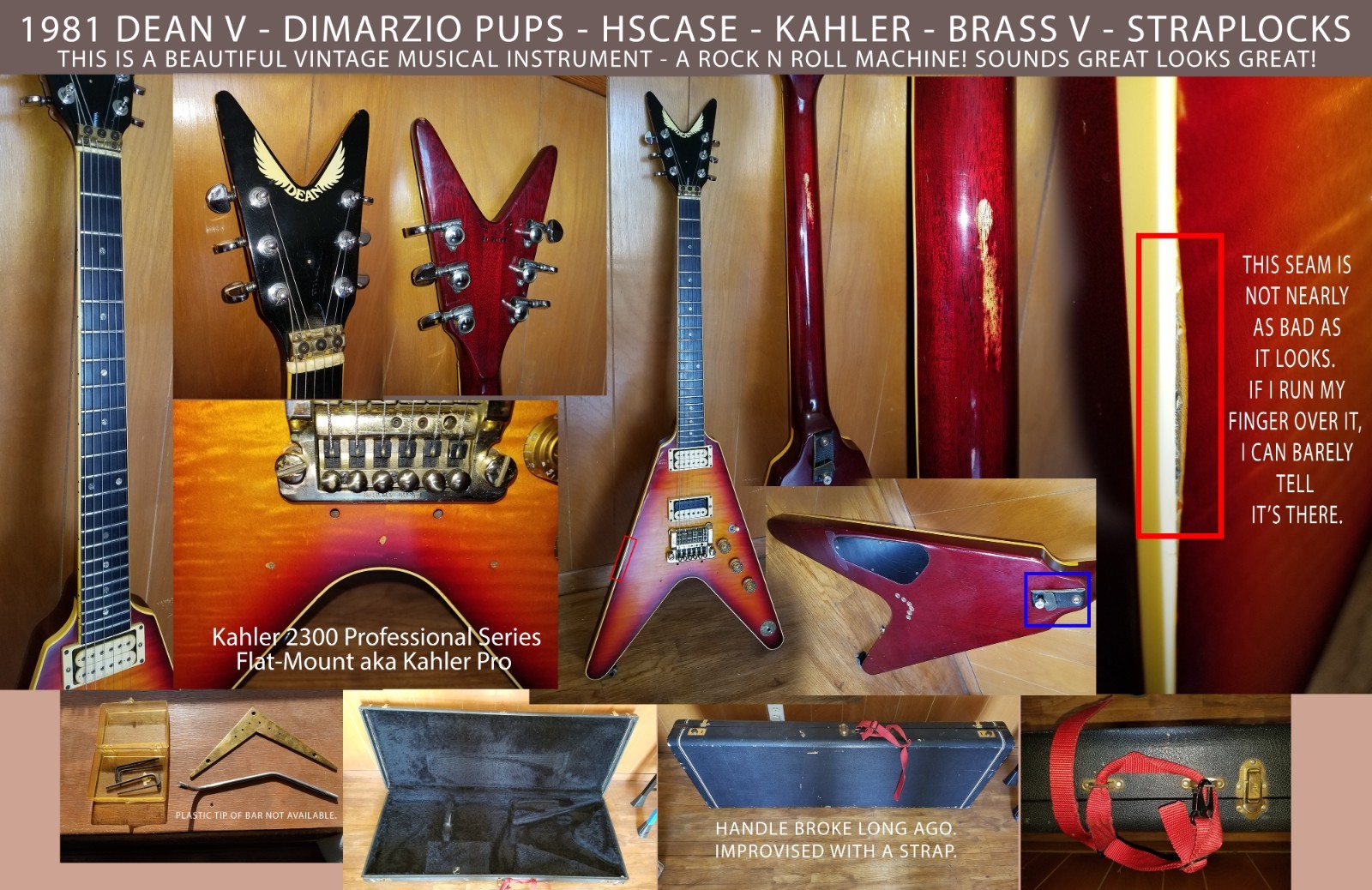 1981 Dean V ?? USA-Made, Cherry Sunburst | Kahler Pro 2300 | DiMarzio Humbuckers