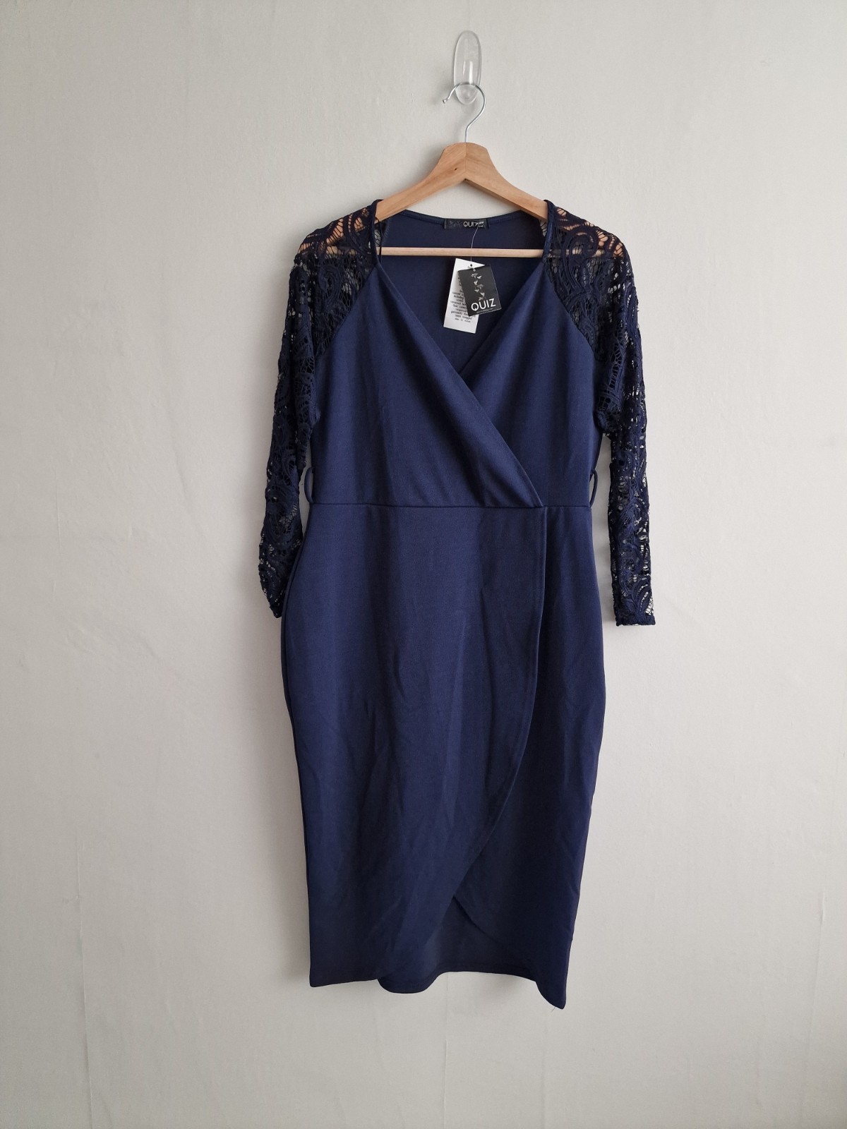 Quiz Dress Size 16 Midnight Navy Blue Party Evening Lace Arms