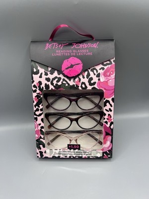Betsey Johnson 3 Pairs Cat Eye Reading Glasses +1.50 New