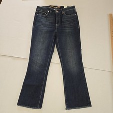 Seven 7 Womens Jeans Size 10 Blue Denim Frayed hem Dark Wash Bootcut Stretch Nwt