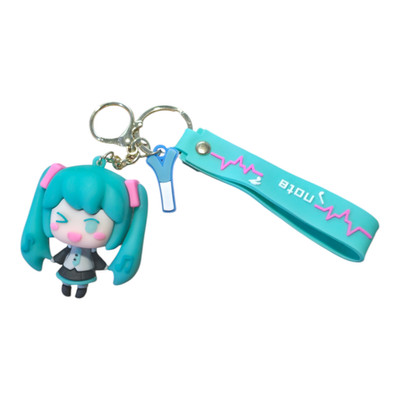Sakura Hatsune Miku Blue Keychain Figure Bag Purse Zipper Charm New Free Ship