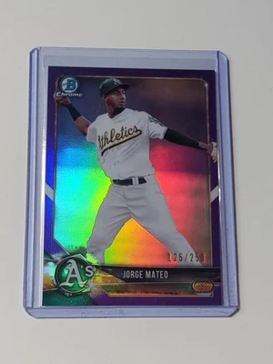 Bowman Chrome 2018 Jorge Mateo Oakland Athletics A's Purple MLB /250 - Image 1 of 2
