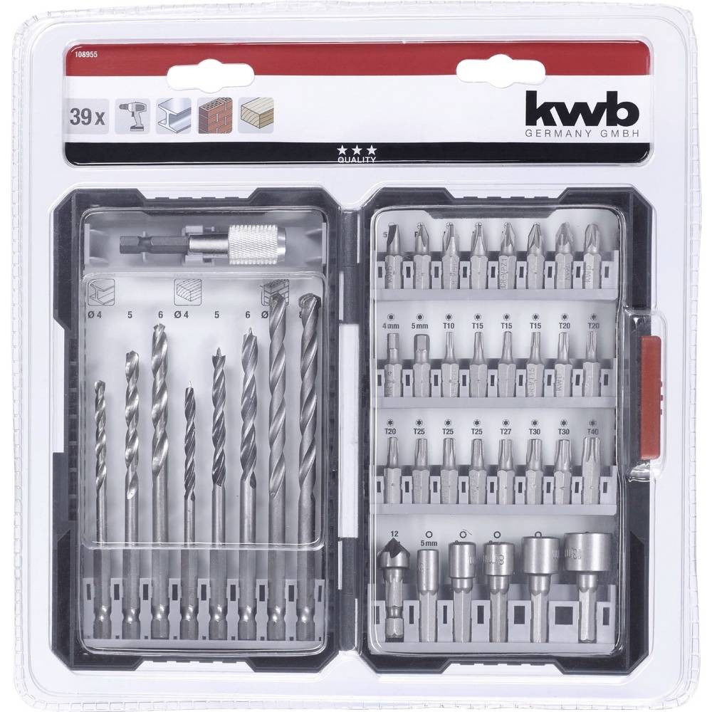 Kit kwb 108955 de 39 forets et embouts pour installer des étagères au mur