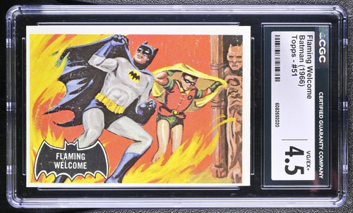 1966 Topps Batman Black Bat #51 Flaming Welcome — CGC 4.5