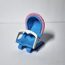 Vintage Fisher Price Loving Family Baby Bouncer Seat Blue Rare Toy Bar Attached