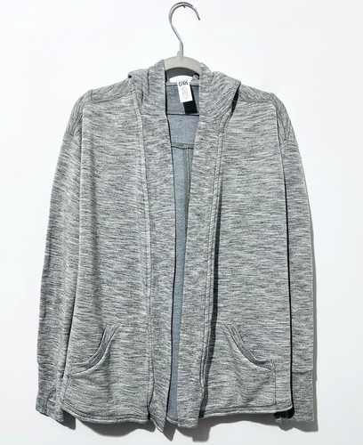 Athleta Girl Cruise Hooded Top M 8-10 Heather Gray Long Sleeve Pockets Cardigan