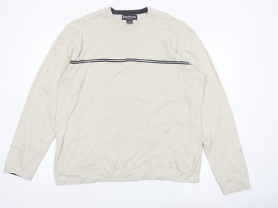 Aeropostale Herren Pullover Pulli beige Rundhals Größe L Acrylstrick