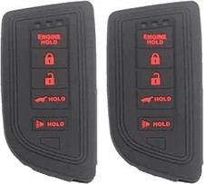 2pcs 5 Buttons Silicone Rubber Remote Smart Key Fob Case Color: black with red