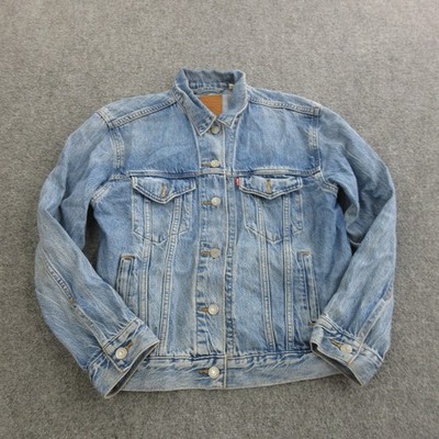 Levi's Jacket Mens Medium Blue Denim Biker Trucker Button Front Levi's Premium