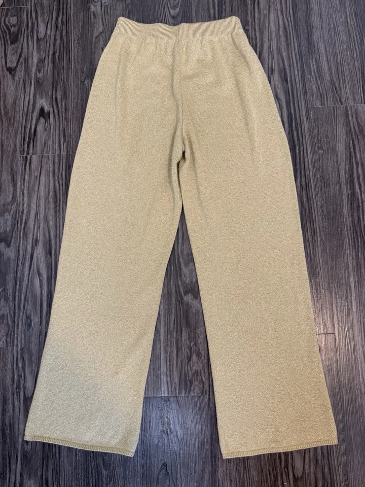 Винтажные золотистые металлические вязаные широкие брюки San Remo, сделано в США, размер большой - Изображение 2 из 4