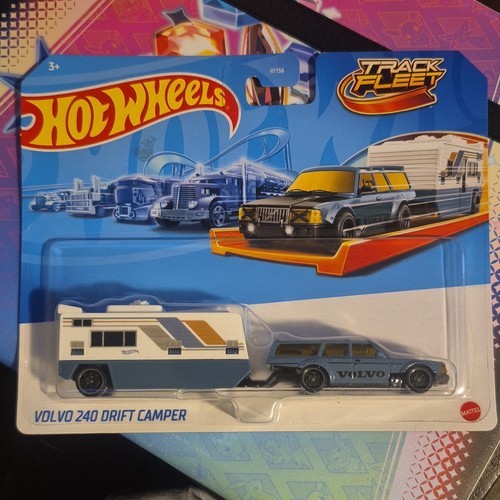 Hot Wheels Track Fleet 1:64 Volvo 240 Drift Camper Blue/White Unopened - Picture 1 of 2
