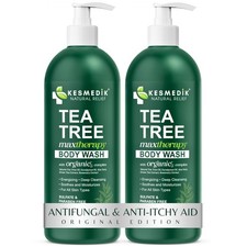 KESMEDIK Tea Tree Body Wash MaxTherapy, Itchy 16 Fl Oz Pack of 2 , Green