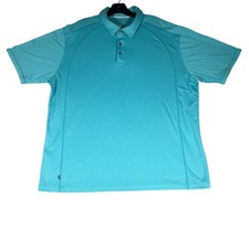 Tommy Bahama Mens XL Aqua Blue Emfielder Short Sleeve Polo Shirt Pique Knit