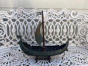 Edward Aagaard Iron Art Bronze Viking Long Ship Dragon Ship Model