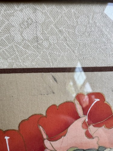 2 Vintage Chinese Watercolor Paintings On Silk MCM Bamboo Frames Botanical Pair - Picture 11 of 18