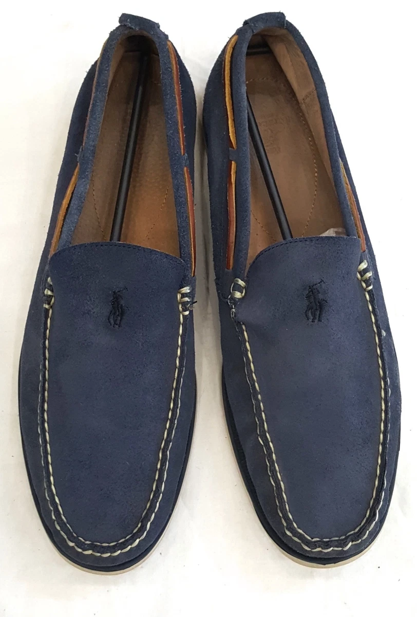 POLO RALPH LAUREN Men 11.5 D Blue Suede Leather Slip On Driving