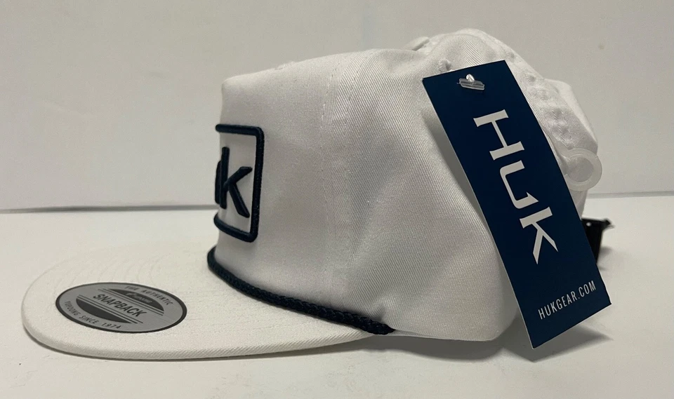 HUK Cuerda, Sombrero de Pesca Ajustable No Estructurado para Hombre LOS CLÁSICOS BLANCO AZUL Foto 3 de 4