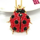 New Fashion Women Red Rhinestone Lovely Ladybug Beetle Pendant China Necklace