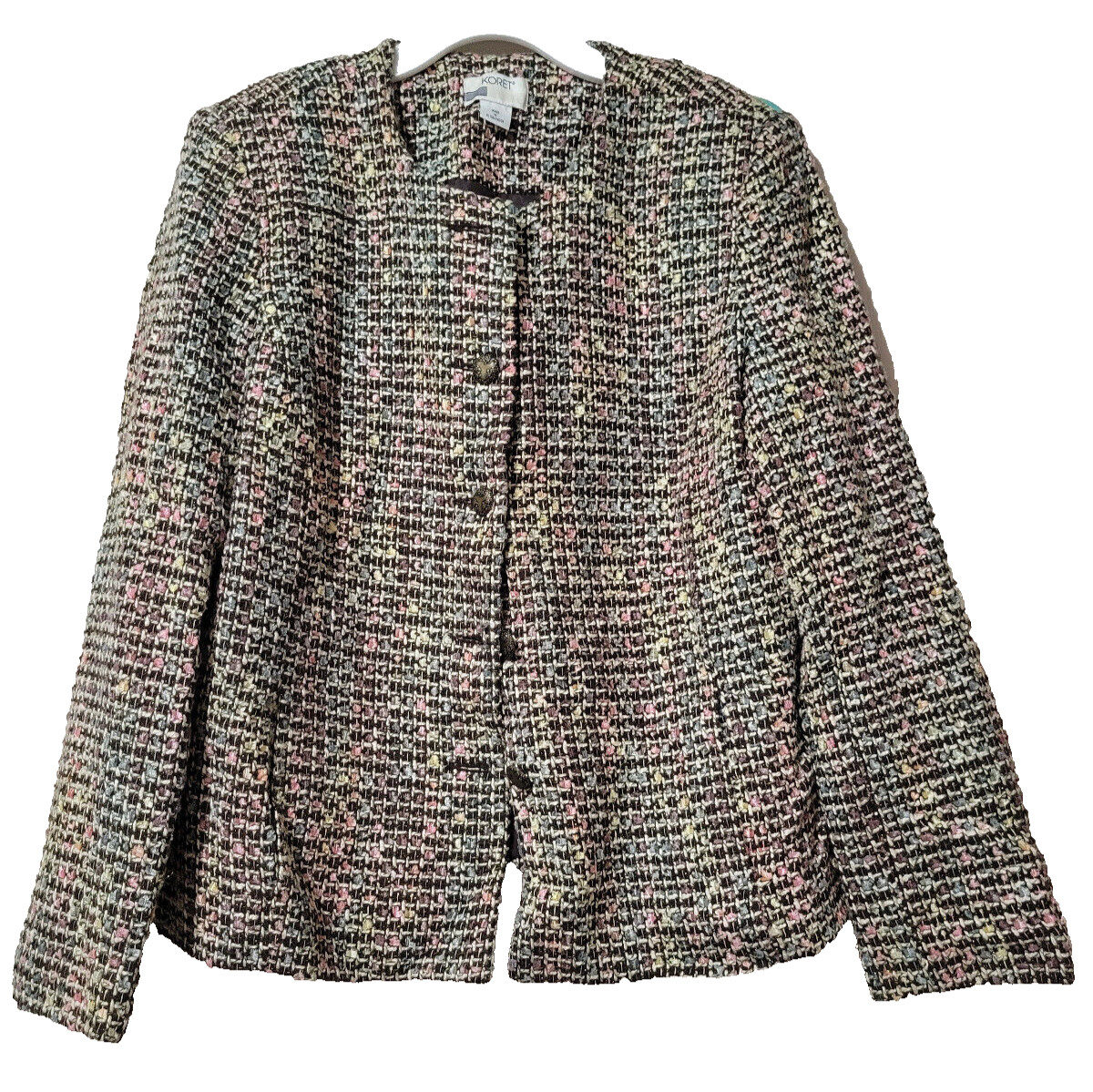 KORET -Blazer Multicolor Boucle Button Front Long… - image 1