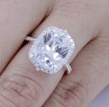 5ct Cushion Cut Sterling Silver CZ Engagement Ring Wedding Band Size 3-15 SE78A