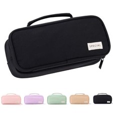 Large Capacity Pencil Case Pen Pouch Organizer Canvas Pencil Bag with Black