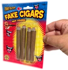4 FAKE CIGARS Red Ash Magic Trick Joke Gag Lit Prop Prank Smoking Costume Toy