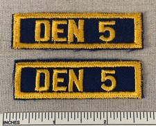 2 Different 1970s DEN 5 Cub Scout Uniform Strip PATCHES BSA Scouting Unit Number