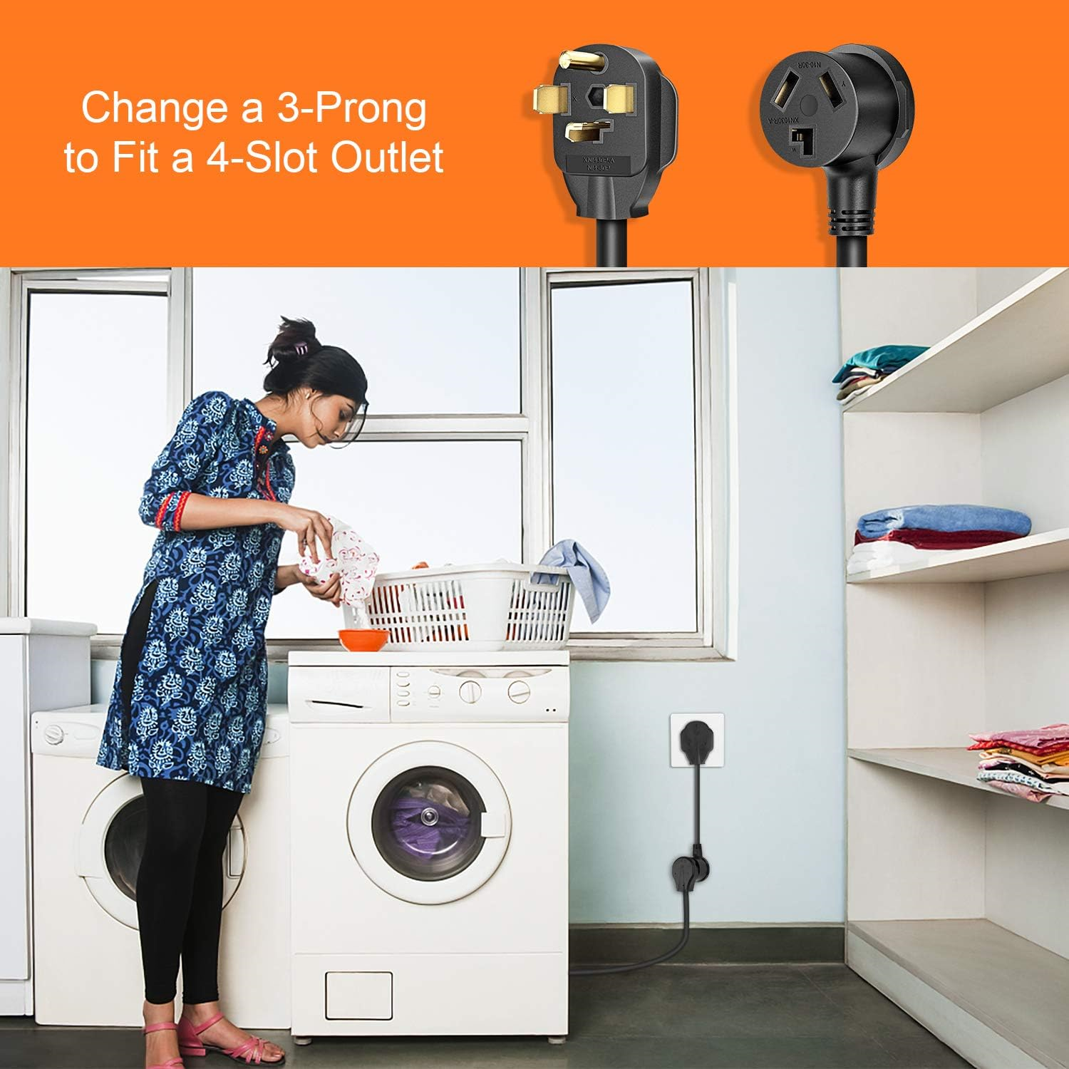 Cleyean Dryer Adapter 3 Prong to 4 Prong Dryer Plug Adapter Cord NEMA