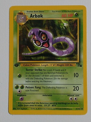 Pokémon TCG Arbok Fossil 31 Regular 1st Edition Uncommon
