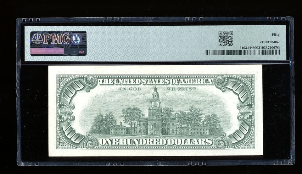 DBR 1963-A $100 FRN St. Louis STAR Fr. 2163-H* PMG AU-50 serie H00176945* Foto 2 de 2