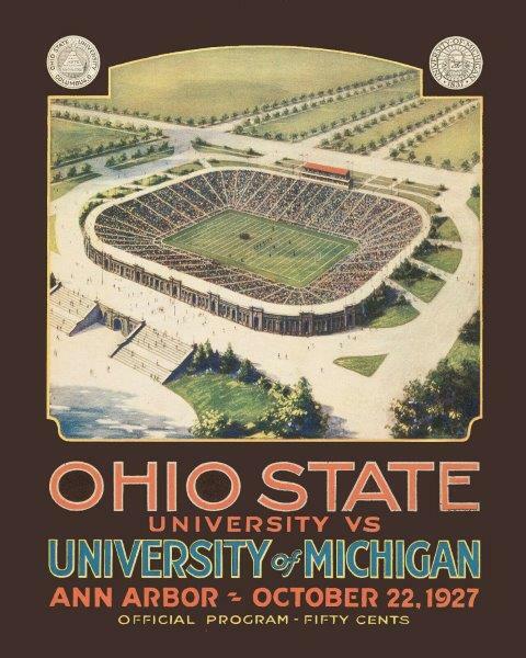 1927 MICHIGAN WOLVERINES vs OHIO STATE BUCKEYES Program Cover 8x10