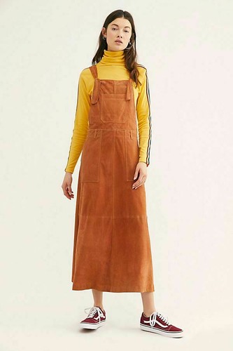 People Suede Midi Jumper Dress Size 