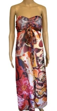 Womens Strapless Maxi Sundress Dress Jrs. XS Empire Waist Chiffon 