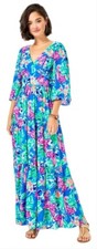 Lilly Pulitzer Rease Maxi Dress Multi Blue 00;NWT