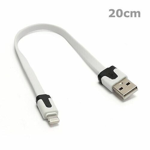 NEW Short Flat USB Cable for iPhone 11 12 13 14 SE XR iPad Data Charger Lead