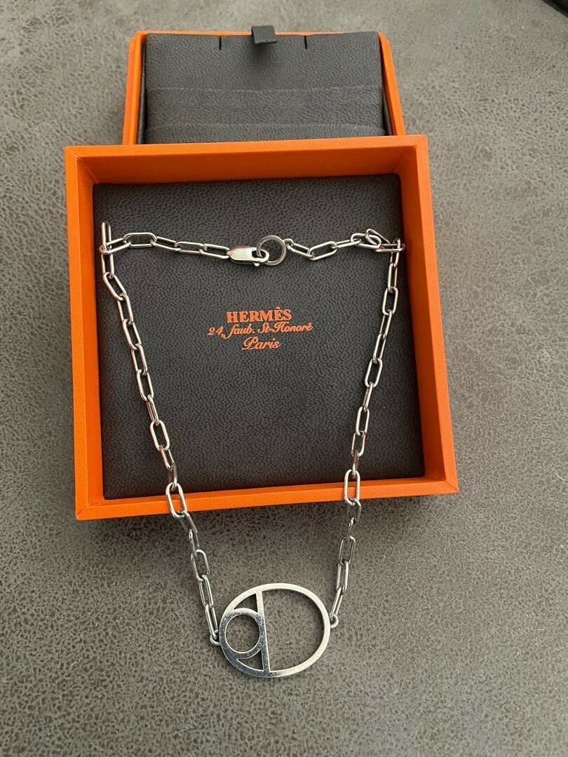 Authentic Hermes Chaine D'ancre Enchainee Game Long Necklace