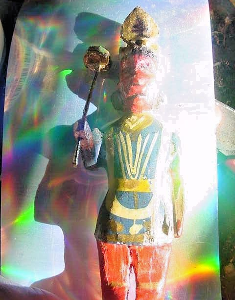 HO HO Hanuman guard king guardian statue w magic club wood altar statuary helper
