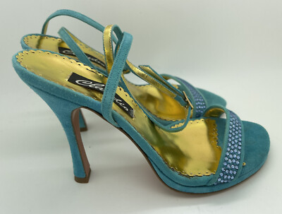 Francesco Saco Womens Blue Shoes Suede Crystal Size 35 Italy Retail $659