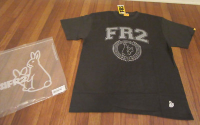 Fxxking Rabbits FR2 College Logo Tee T-Shirt Size Large Black New Free U.S. S&H