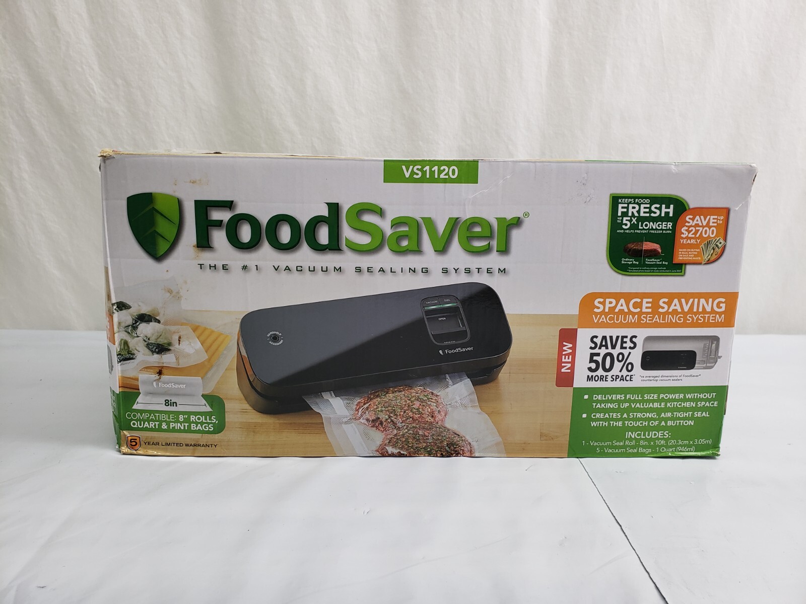 New VS1120 FoodSaver Space Saving Vacuum Sealer System with 8" x 10" Seal Roll eBay