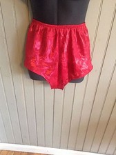 Vintage red shiny silky panties size m p3