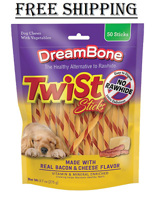 Dreambone Chicken & Vegetable Twist Sticks Rawhide Free Treats for Dogs 50 Count