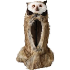 DOLCE & GABBANA Hat Brown Owl Faux Fur Whole Head Cap One Size RRP 1500usd