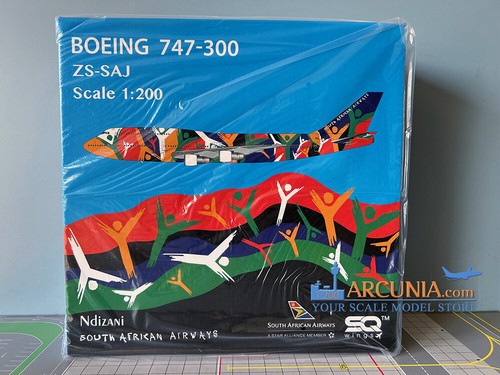 SQ Wings 1:200 South African Airways Boeing 747-300 "Nzidani -ZS-SAJ" Flaps Down