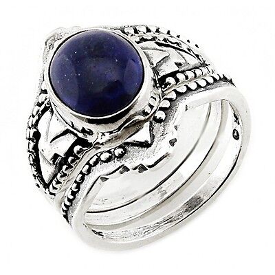 Southwestern Sterling Silver Ring Set with Lapis Size 8