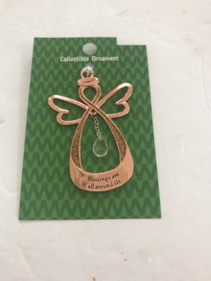 Christmas Angel Rose Gold Ornament  Blessings Are All Around Us   Ships N 24h