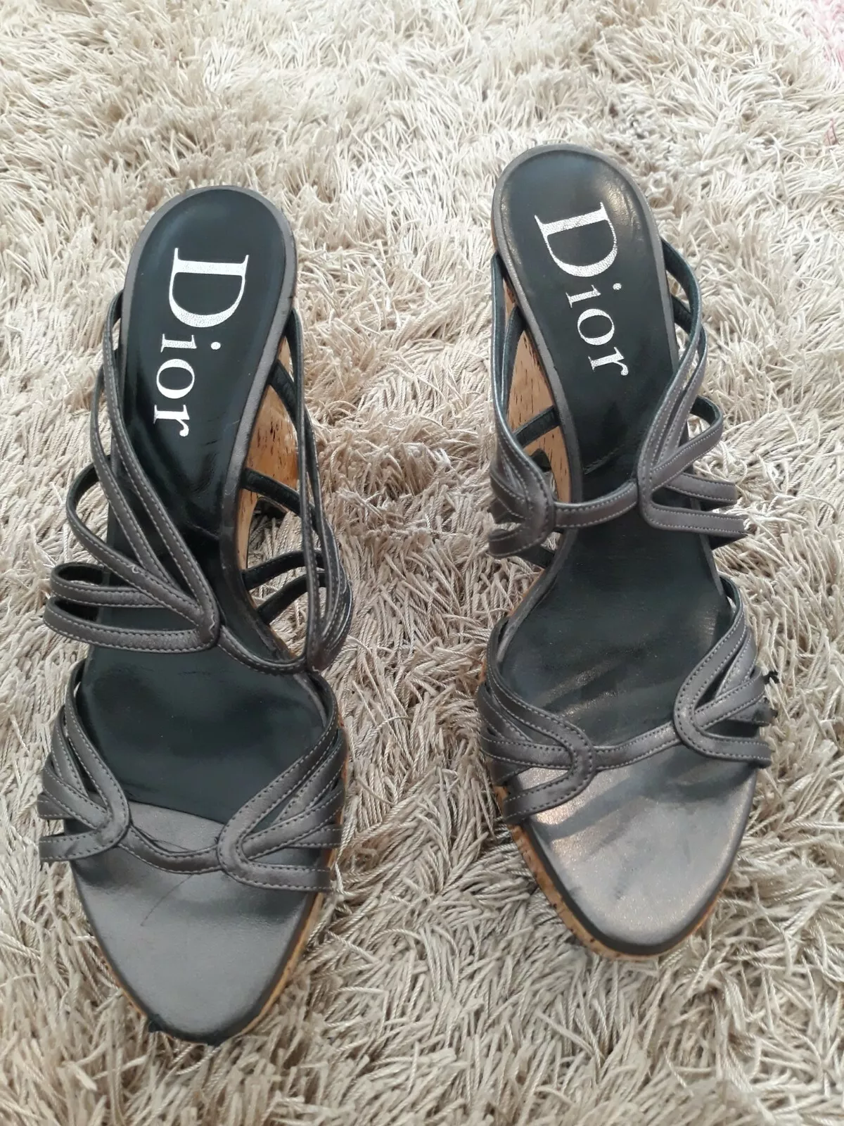 Chaussures à talons hauts pour femmes gris métallisé bout ouvert plate forme sans dos eu40 