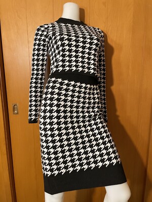 New Pc Set Houndstooth Sweater Bodycon Skirt Set Medium