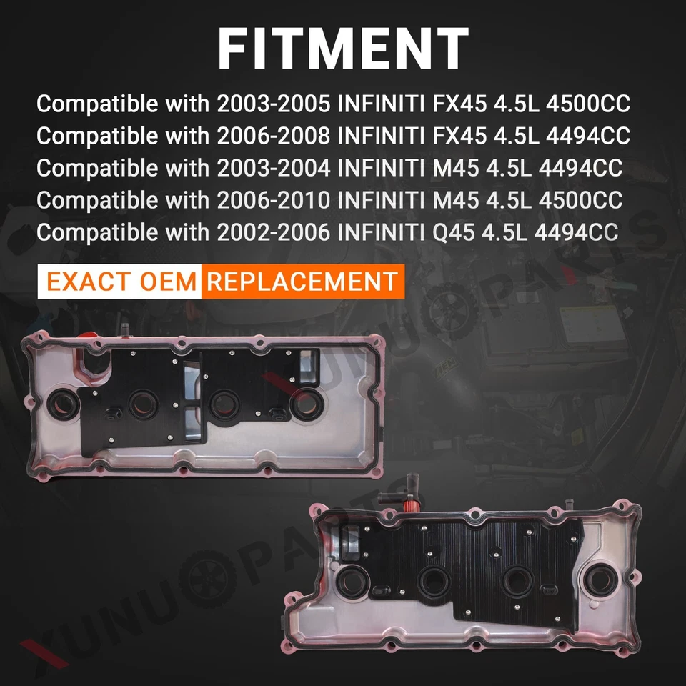 Juego de 2 cubiertas de válvula de aluminio mejoradas para Infiniti FX45 2003-2008 03-10 M45 4,5 L Foto 3 de 4