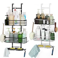 Metal Wire Over Door Bathroom Tub Shower Bath Caddy Organizer w/Baskets Hooks